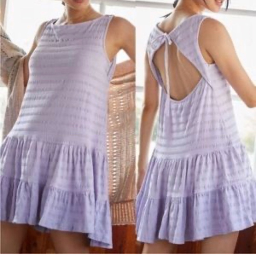 Anthropologie Lilac Tiered Mini Dress